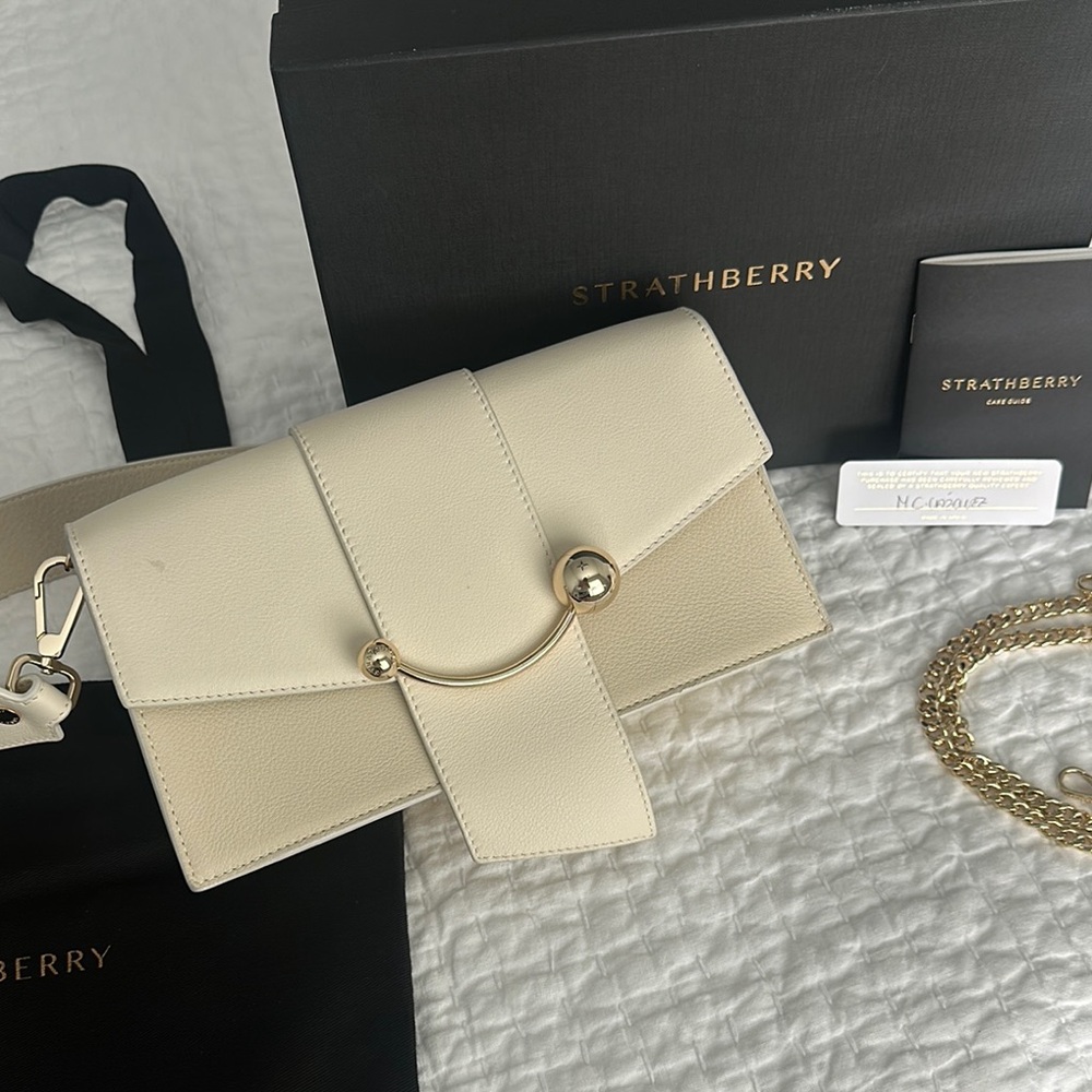 Strathberry Vanilla/Diamond Mini Crescent Shoulder Bag